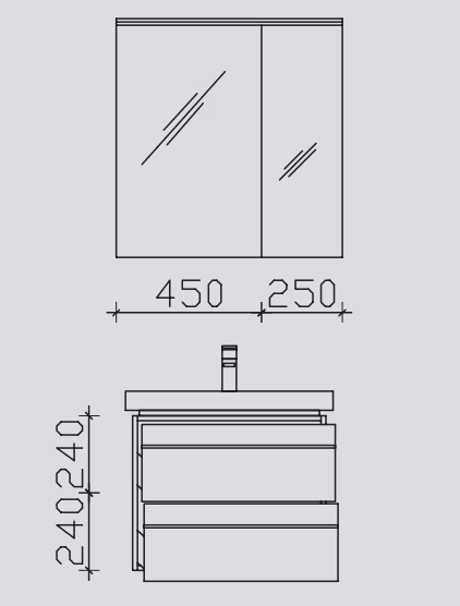 Pelipal Balto Badmöbel-Set 70 cm - Set 4.4 - ohne Fronteinlage - Ansicht 3