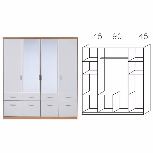0R99 Dreht.-Kombischrank - Breite 181 cm