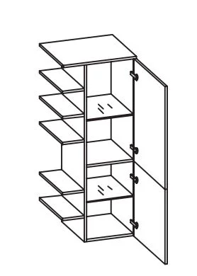 342.015048 Midischrank / 2 Drehtüren / 3 Einlegeböden / seitliche Ablagen / inklusive Türdämpfer