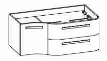 CT-WU03 1148-R-50, 1 Drehtüre links, 2 Auszüge rechts 
