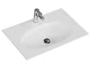 Krion-Waschtisch weiss matt, mit Armaturbohrung und Clou-Überlauf - 0,9x78x49,8 cm