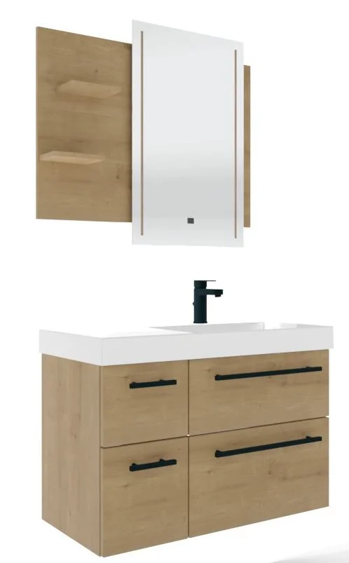 Puris c!mano Badmöbel Set - 90 cm mit Ablagefläche links - Ansicht 16