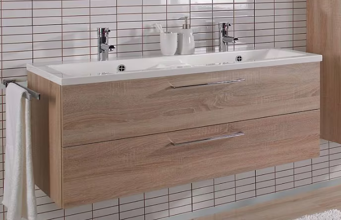 Puris Fresh Badmöbelset mit Doppelwaschtisch 120 cm - Serie B - Ansicht 3