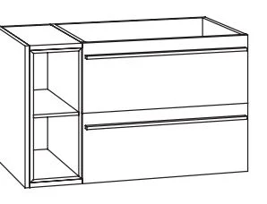 WMKEAA8 Unterschrank mit 2 Auszügen, Einschubregal links - Maße: 80x47,8x44,5 cm