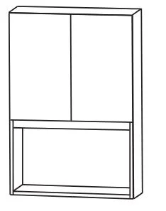Puris Vialli Oberschrank 60 cm breit mit offenem Fach - OGA5260TG - Ansicht 2