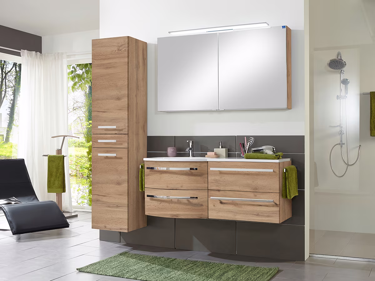 MARLIN 3090cosmo - Spiegelschrank 120 cm SPCZ121363 in Eiche - Sofort lieferbar - Sonderpreis - Ansicht 3