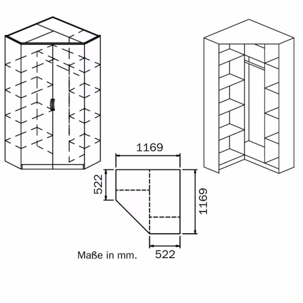 094J Eckschrank - Breite 117 cm
