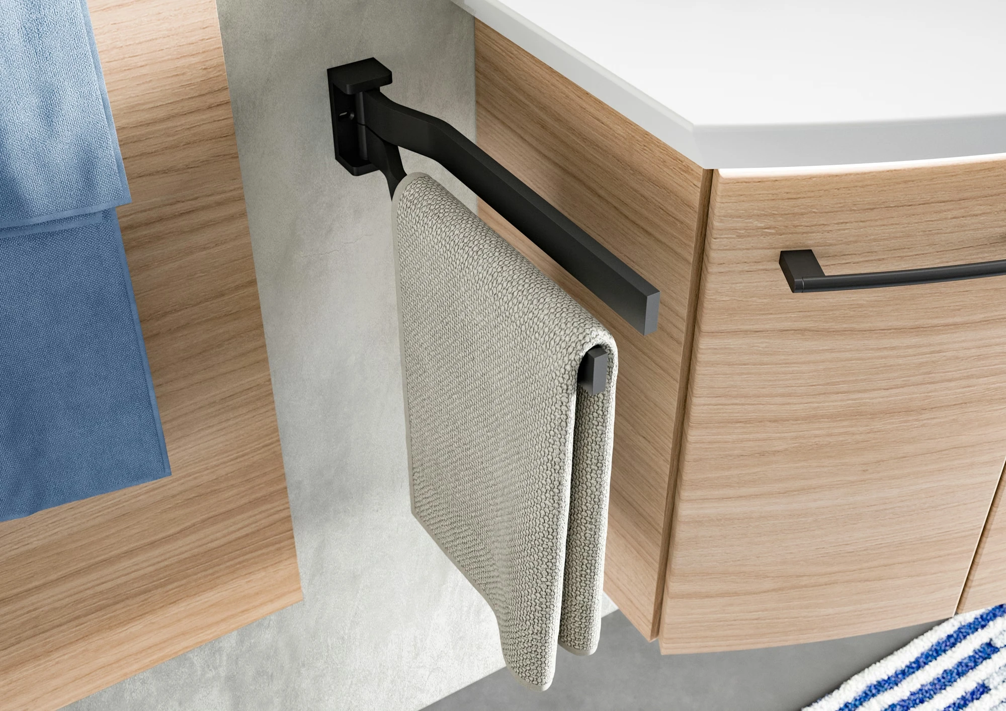 Pelipal Cassca Set in Tropea Eiche mit Mineralmarmorwaschtisch und Spiegelschrank - 120 cm