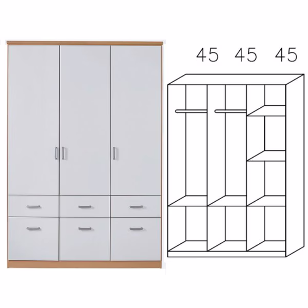 0R96 Dreht.- Kombischrank - Breite 136 cm