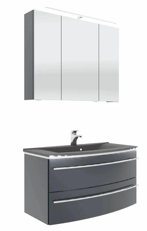 Marlin 3040city Badmöbel Set mit Mineralmarmorwaschtisch - 90 cm