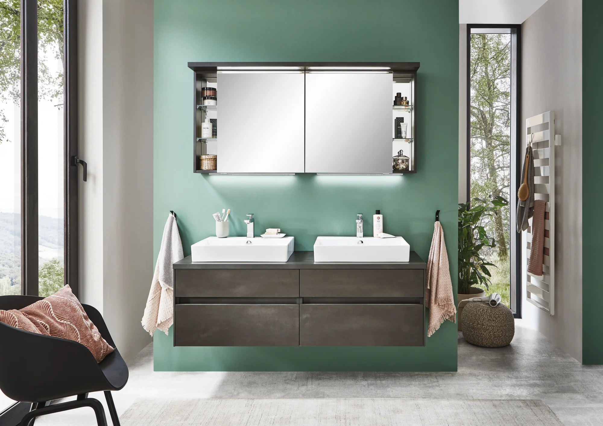 Puris Unique Badmöbel Set 142 cm mit Spiegelschrank - Ansicht 2