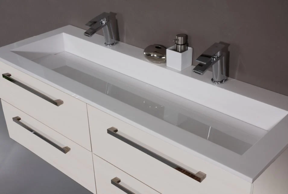 Puris Star Line Badmöbel Set mit Doppelwaschtisch - 140 cm – Unterschrank und Spiegelschrank wählbar