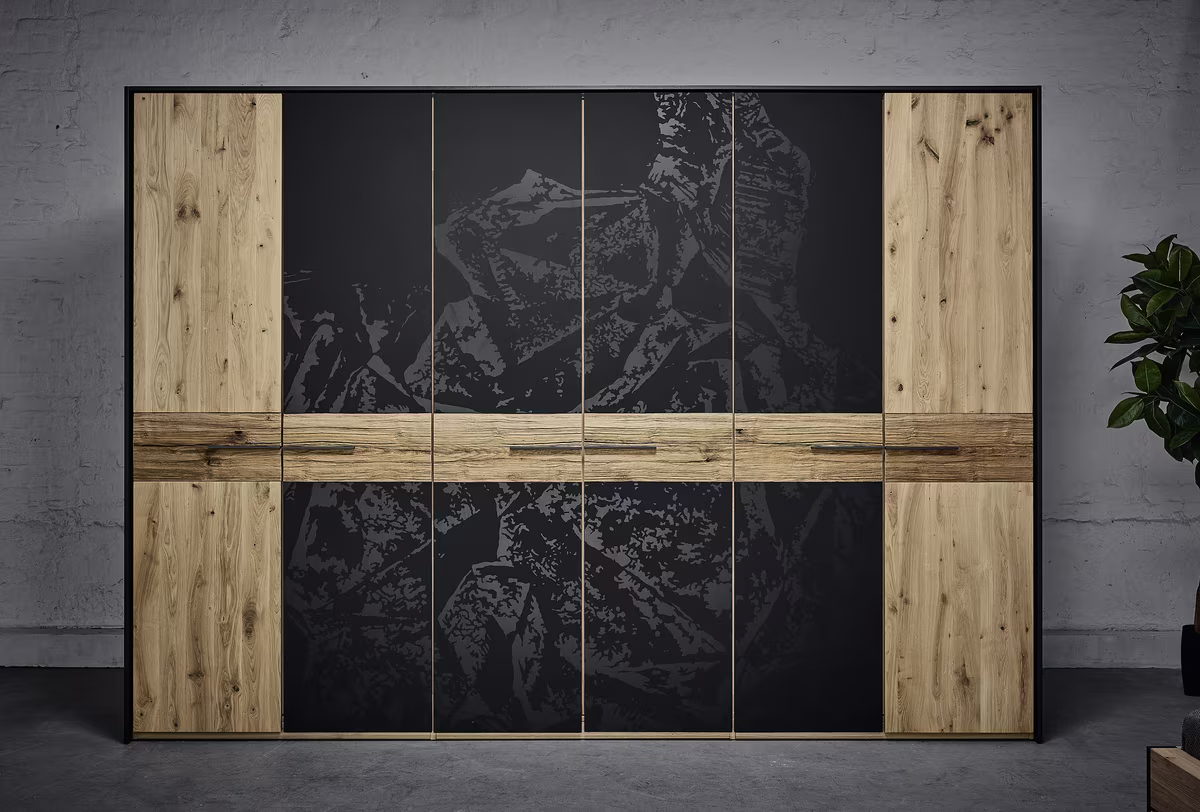 Thielemeyer Steel Drehtürenschrank / 6-türig mit 4 Colorglastüren und Kristallmotiv - Ansicht 2