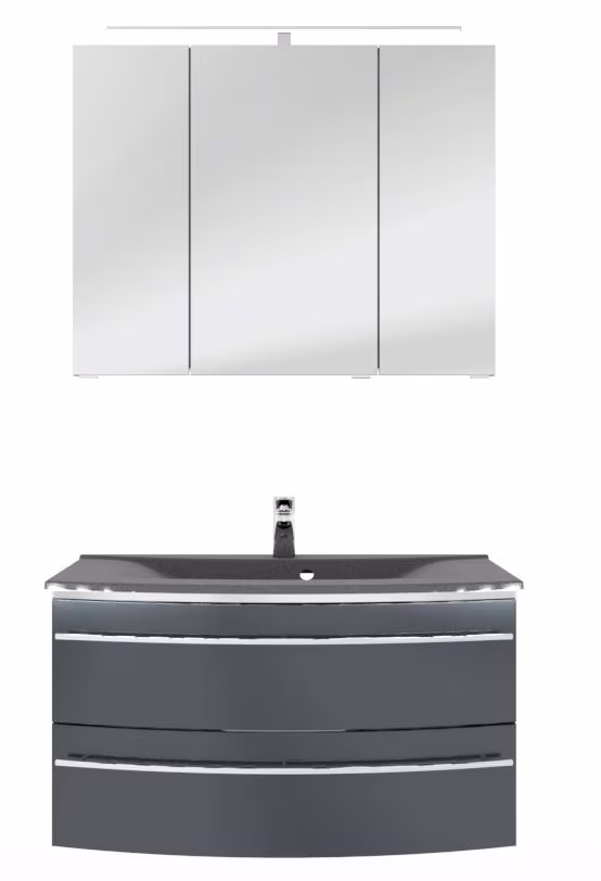 Marlin 3040city Badmöbel Set mit Mineralmarmorwaschtisch - 90 cm - Ansicht 3