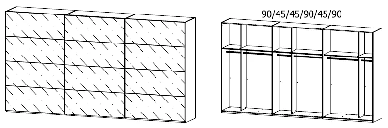 Rauch Select Beluga-Extra - Schwebetürenschrank Korpus in Dekorfarben / Front aus Glas - Ansicht 10