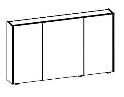 SDEE00112 Spiegelschrank für Doppelwaschtisch inkl. LED Profil links und rechts, 3 Drehtüren einfach verspiegelt, mit Schalter und Steckdose - Aufsatzleuchte optional Maße: 70,3x123,2x17,2 cm