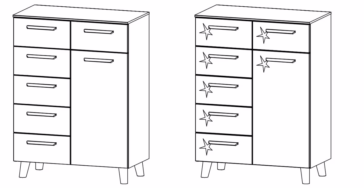 Rauch Select Mavi Extra / Kommoden-Varianten / Füße Wildeiche massiv - 109 cm hoch - Ansicht 5