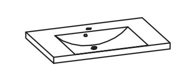 980.769904 Mineralmarmor-Waschtisch / weiß / Breite 99 cm / Höhe 5 cm / Tiefe 45 cm