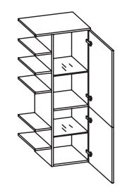 943.015048 Midischrank / 2 Drehtüren / 3 Einlegeböden / seitliche Ablagen / inklusive Türdämpfer
