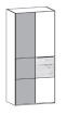 166291 / 167291 - Grundelement links - 2-türig - linke Fronttüre Wildeiche massiv - restliche Ausführung Lack weiß oder graphit, 1 Mittelriegel Eiche gehackt - 100,8x222,3x62 cm