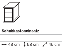 98BB - Schubkasteneinsatz / 3 Schubkästen / Breite 50