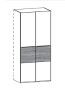 166188 / 167188 - Anbauelement, 2-türig, Lack weiß oder graphit, 2 Mittelriegel in Naturstein / 98,9x222,3x62 cm
