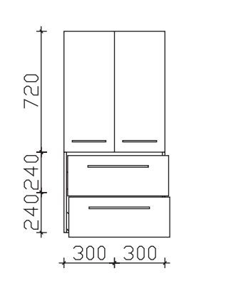 Pelipal Neutraler Midischrank 2 Türen, 2 Auszüge - 60 cm breit