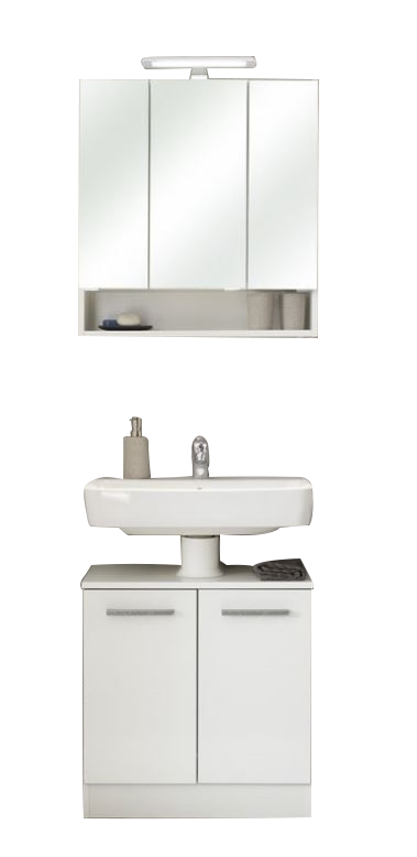 Pelipal Quickset 953 - Badmöbel Kombination 60 cm - Set bestehend aus  Waschbeckenunterschrank und Spiegelschrank in Weiß Glanz mit  Betonelementen! | Möbel Universum