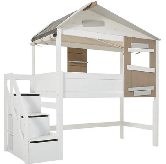 LIFETIME kidsrooms halbhohes Hausbett mit Treppe inkl. Deluxe Lattenrost