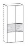 166184 / 167184 - Anbauelement 2-türig - Ausführung Lack weiß oder graphit - Mittelriegel in Eiche gehackt / 98,9x222,3x62 cm