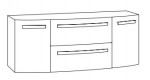 Waschtischunterschrank 120 cm SCUA122 - 2 Türen, 2 Auszüge mittig, B/H/T: 120x47,8x47 cm
