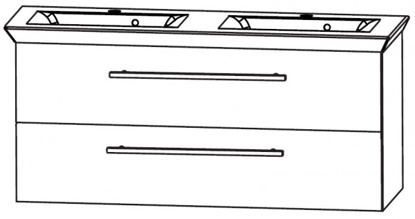 Puris Kao Line Waschtischset 126 cm - Unterschrank mit 2 Auszügen