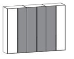 127066 - Kleiderschrank 6-türig / 2 Türen Nussbaum, 4 Türen Colorglas