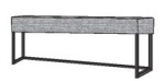 5800 - Bettbank mit Metallgestell Anthrazit, Polster 9162 Kunstleder hell Grau 120,6x51,4x44,2 cm