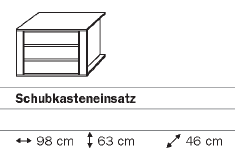 98BE - Schubkasteneinsatz / 3 Schubkästen / Breite 100 