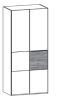 166297 / 167297 - Grundelement links - 2-türig, Lack weiß oder graphit, 1 Mittelriegel rechts in Naturstein / 100,8x222,3x62 cm