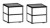 2 x 127725 - Standkonsole frei stellbar / Abdeckplatte Colorglas anthrazit / 2 Schubkästen / Breite 38,4 cm / Höhe 39,4 cm / Tiefe 38,4 cm